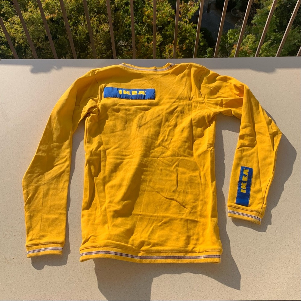 Vintage Ikea Workwear Uniform Yellow Cardigan V Neck Sweater Yellow Ikea Patch